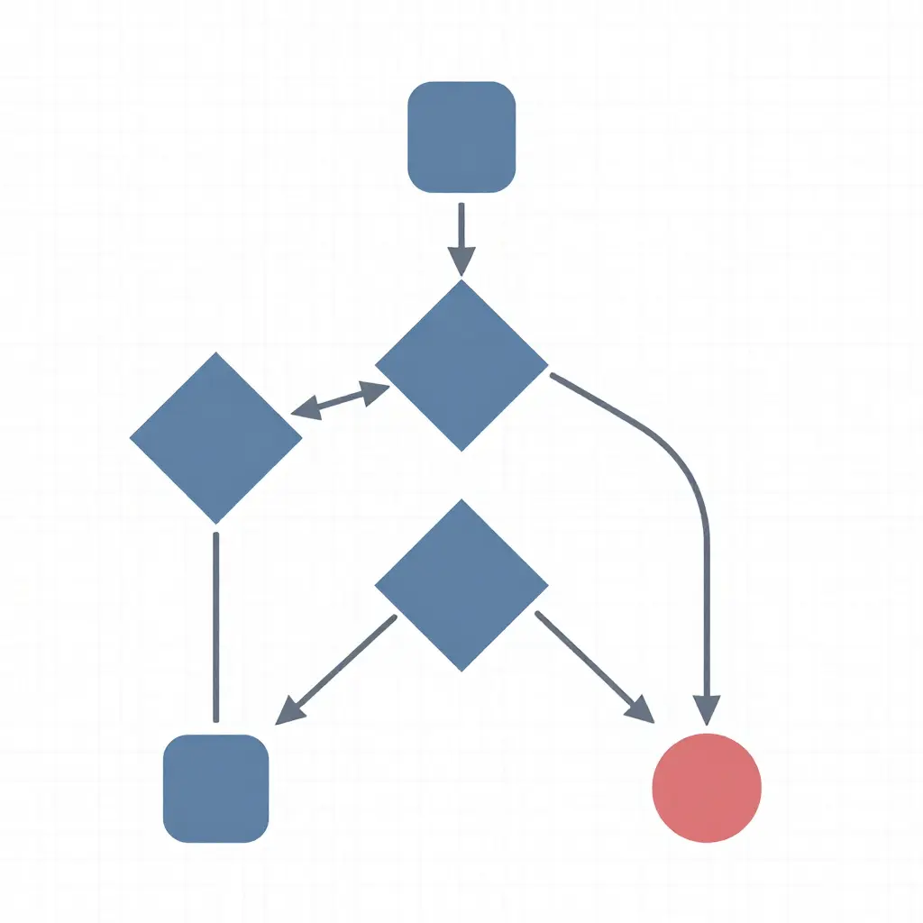 A minimalist 2D flow diagram shows a single starting point branching into a state-permit decision, then into a company-policy decision, ending at two outcomes: compliant carry or do not carry.